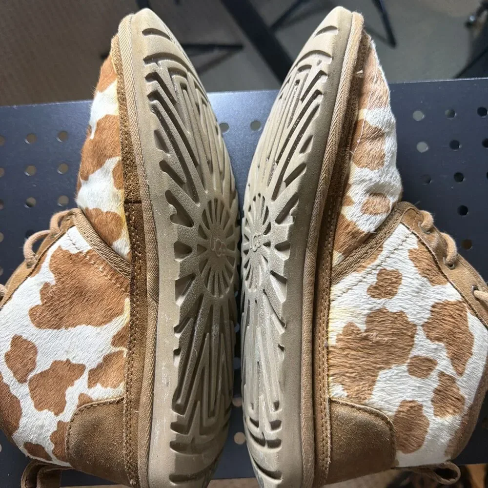 Ugg Neumel Cow Print Calf Hair Ankle Boots Size 10 Womens